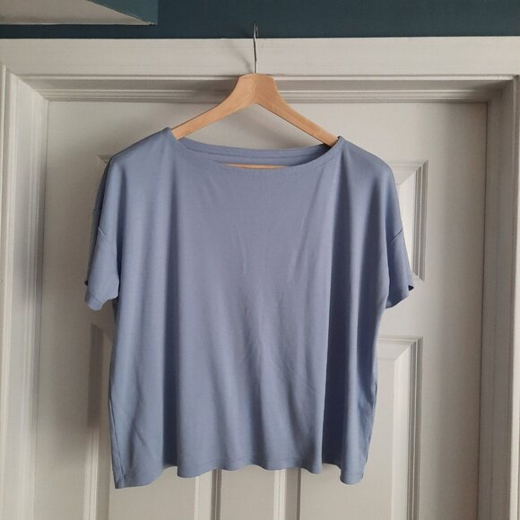Eileen Fisher Tops - Eileen Fisher Top Womens Medium Boat Neck Tencel Soft Boxy Short Sleeve